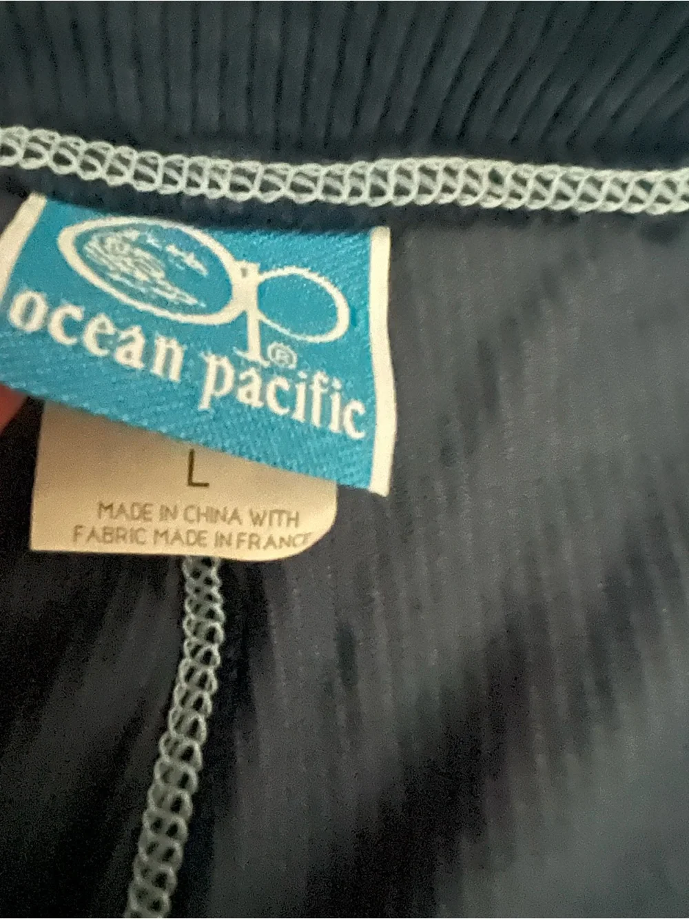 OP Dark Blue Corduroy Triangle Bikini Top and Swim Shorts